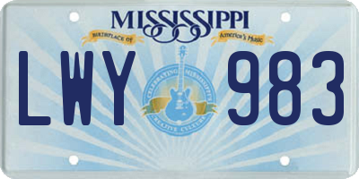 MS license plate LWY983