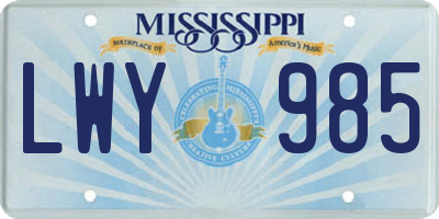 MS license plate LWY985