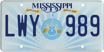 MS license plate LWY989