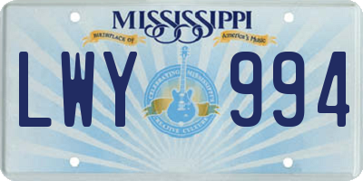MS license plate LWY994