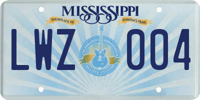 MS license plate LWZ004