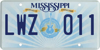MS license plate LWZ011