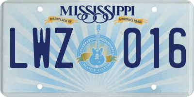 MS license plate LWZ016