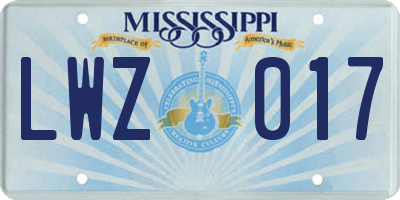 MS license plate LWZ017