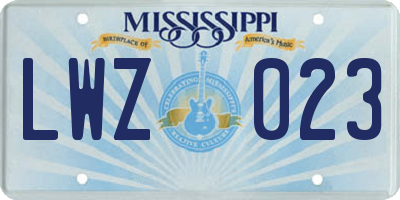 MS license plate LWZ023