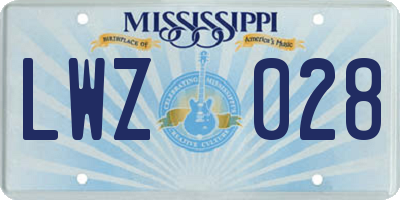 MS license plate LWZ028