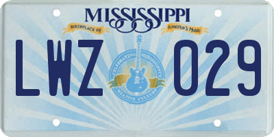 MS license plate LWZ029