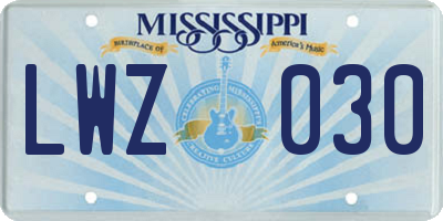 MS license plate LWZ030