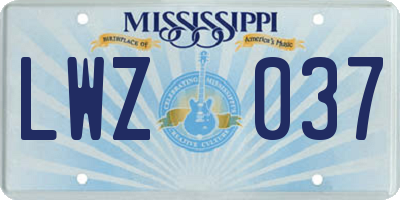 MS license plate LWZ037