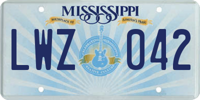 MS license plate LWZ042