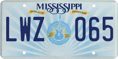 MS license plate LWZ065