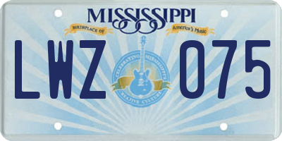 MS license plate LWZ075