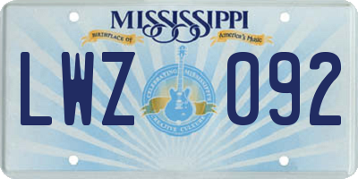 MS license plate LWZ092