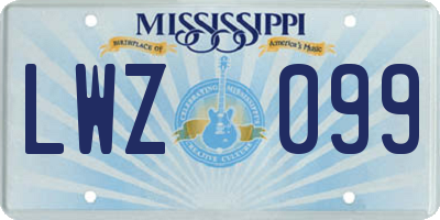 MS license plate LWZ099