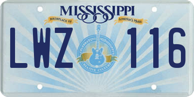 MS license plate LWZ116