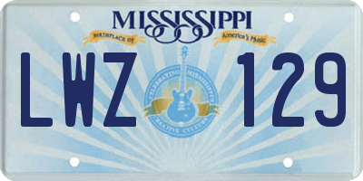 MS license plate LWZ129