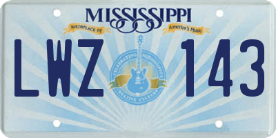 MS license plate LWZ143