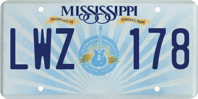 MS license plate LWZ178
