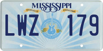 MS license plate LWZ179