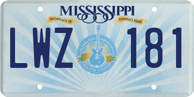 MS license plate LWZ181