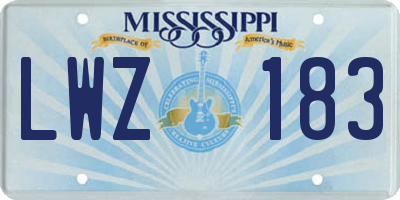 MS license plate LWZ183