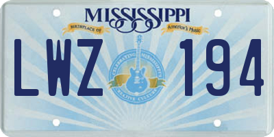 MS license plate LWZ194
