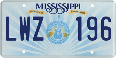 MS license plate LWZ196