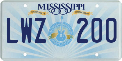 MS license plate LWZ200