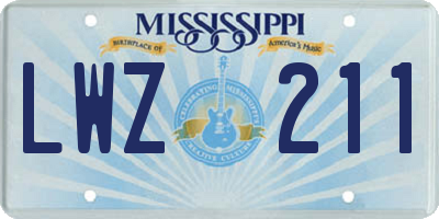 MS license plate LWZ211