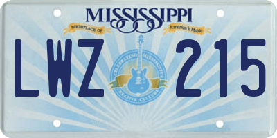 MS license plate LWZ215