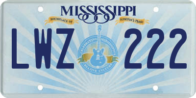 MS license plate LWZ222