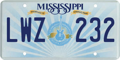 MS license plate LWZ232