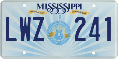 MS license plate LWZ241