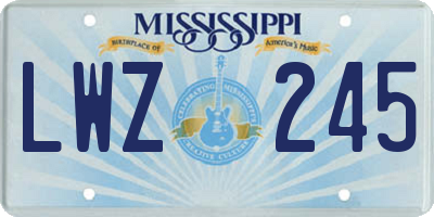 MS license plate LWZ245