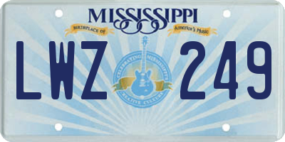 MS license plate LWZ249