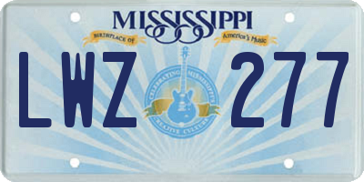 MS license plate LWZ277
