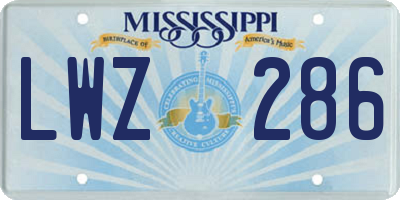 MS license plate LWZ286