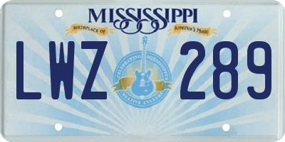MS license plate LWZ289