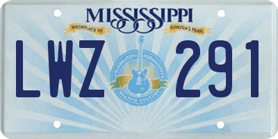 MS license plate LWZ291