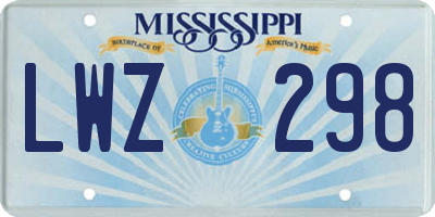 MS license plate LWZ298