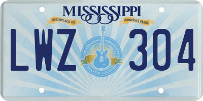 MS license plate LWZ304