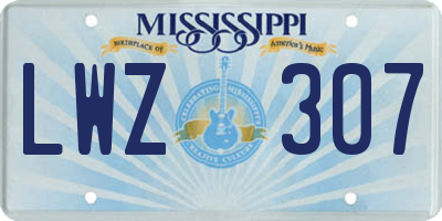 MS license plate LWZ307