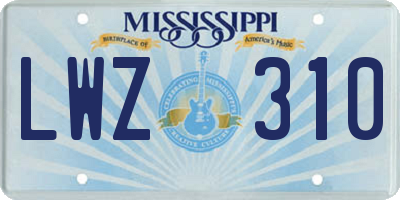 MS license plate LWZ310