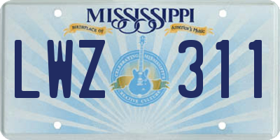 MS license plate LWZ311