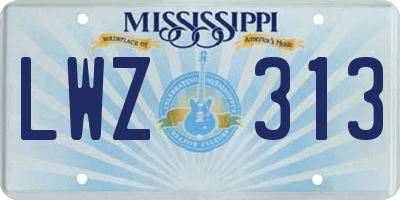 MS license plate LWZ313