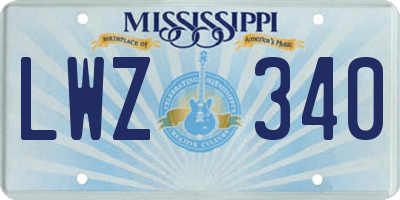 MS license plate LWZ340