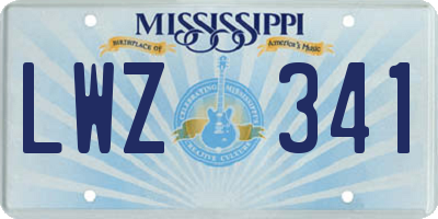 MS license plate LWZ341