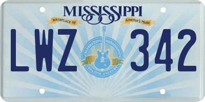 MS license plate LWZ342