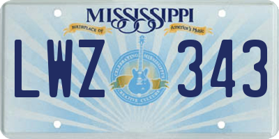 MS license plate LWZ343