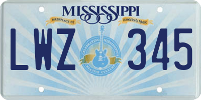 MS license plate LWZ345
